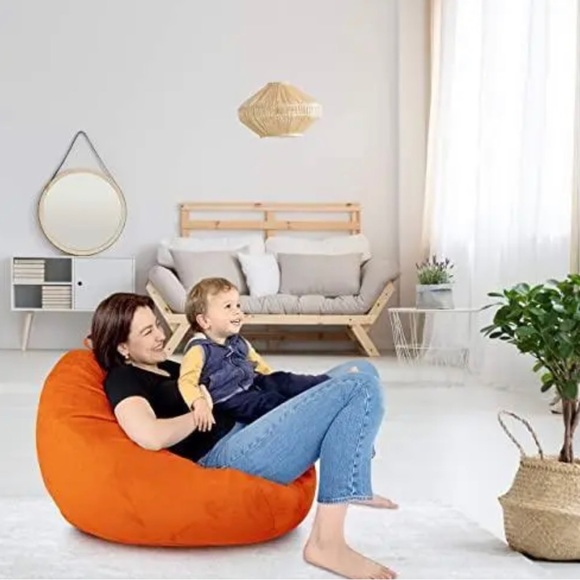 DELMACH BEAN BAG Stuff Animal Orange Storage/Cover Soft Microsuede Extra Large - Picture 3 of 9